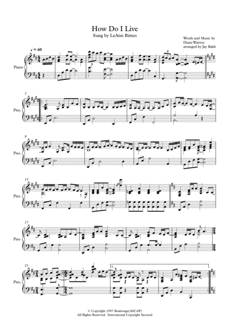 How Do I Live Sheet Music