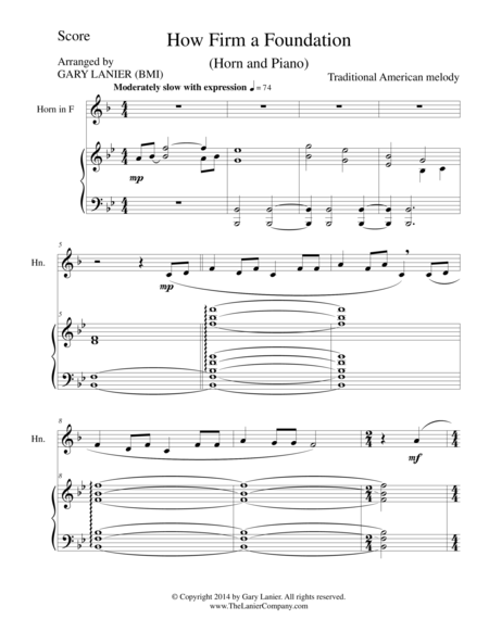 Free Sheet Music How Firm A Foundation Horn Piano And Horn Part
