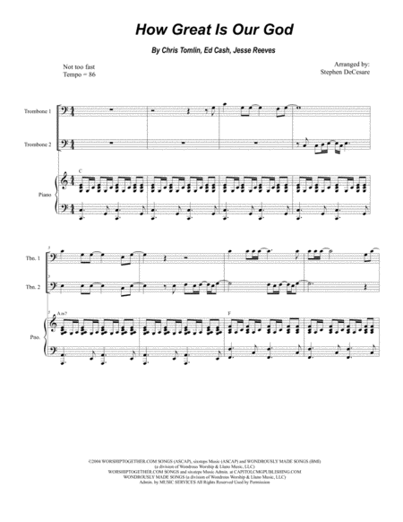 How Great Is Our God Trombone Duet Sheet Music