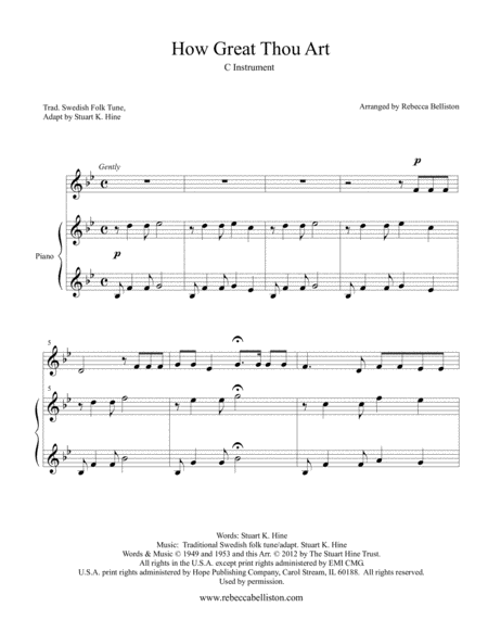 How Great Thou Art C Instrument Sheet Music