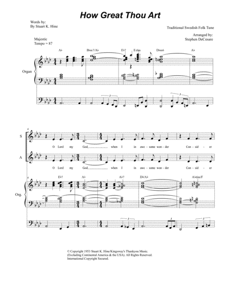 How Great Thou Art For Sab Organ Accompaniment Sheet Music