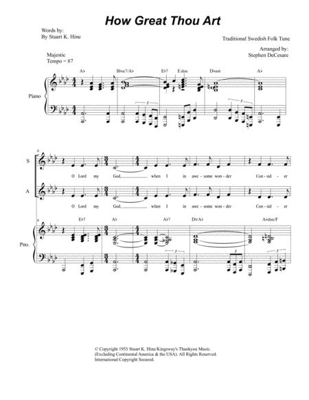 How Great Thou Art For Sab Piano Accompaniment Sheet Music