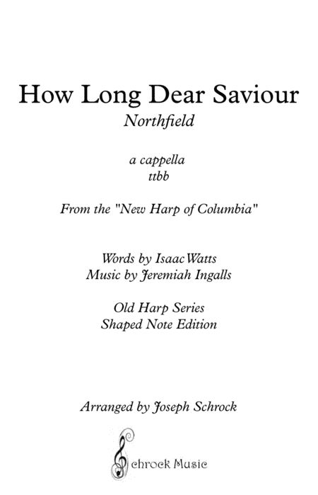 How Long Dear Saviour Sheet Music