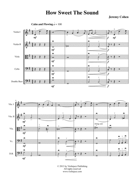 Free Sheet Music How Sweet The Sound String Orchestra