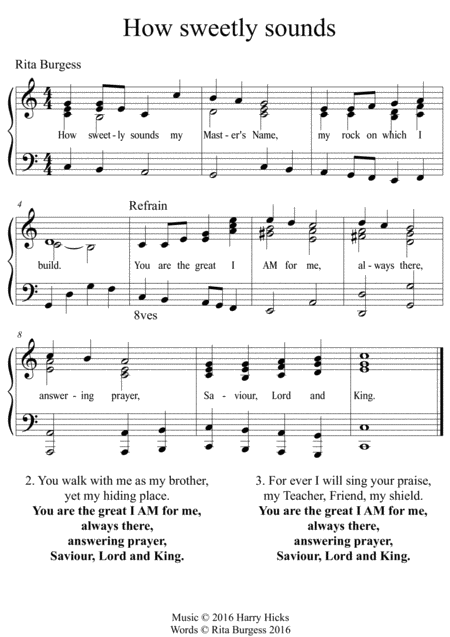 How Sweetly Sounds My Masters Name A New Hymn Sheet Music