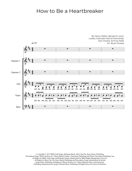 How To Be A Heartbreaker Ssatb A Cappella Sheet Music