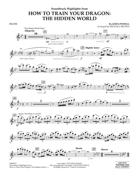 How To Train Your Dragon The Hidden World Arr Michael Brown Flute Sheet Music