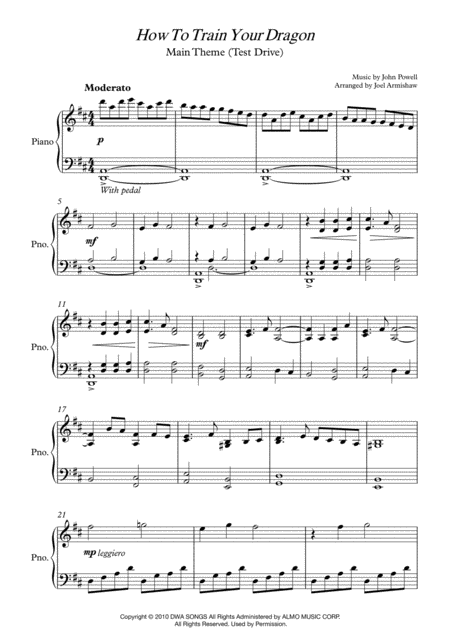 Free Sheet Music How To Train Your Dragon Theme