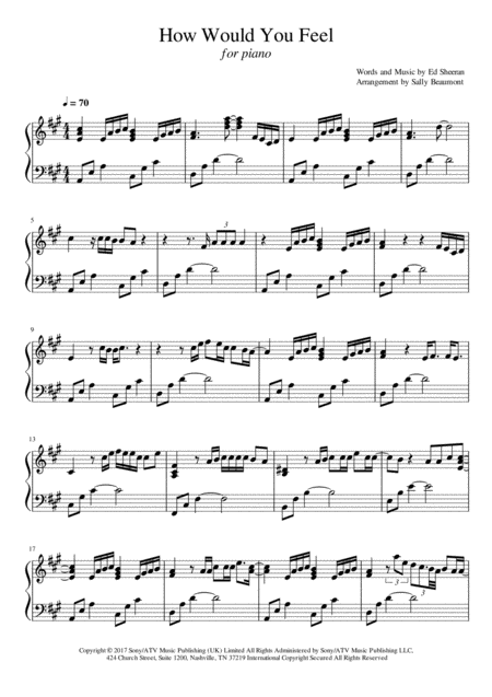 How Would You Feel Ed Sheeran Piano Sheet Music