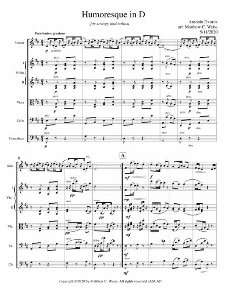 Free Sheet Music Humoresque In D For Strings And Soloist