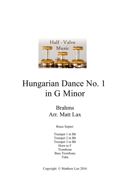 Hungarian Dance No 1 Brass Septet Sheet Music