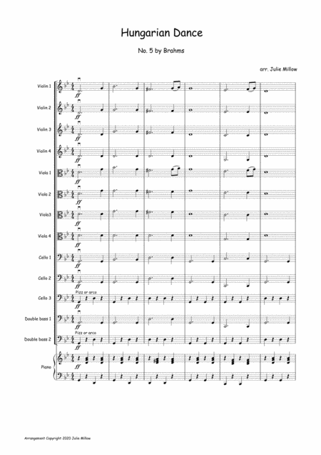 Free Sheet Music Hungarian Dance No 5 By Brahms For Multi Level String Ensemble