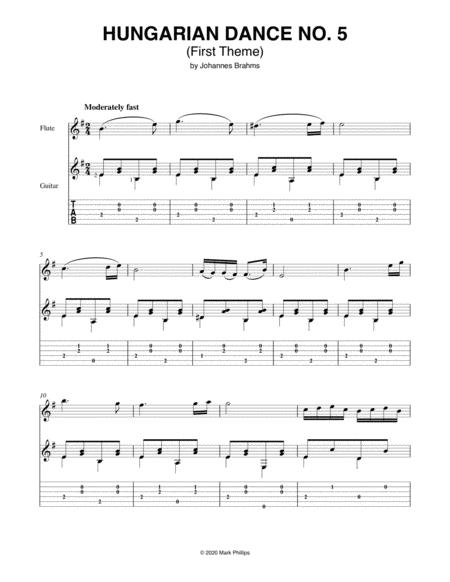 Free Sheet Music Hungarian Dance No 5 First Theme