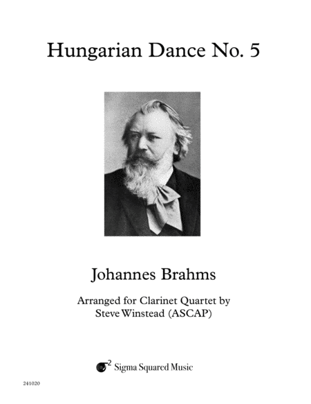 Hungarian Dance No 5 For Clarinet Quartet Or Choir Sheet Music