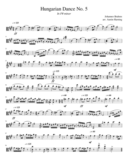 Free Sheet Music Hungarian Dance No 5 For Solo Viola