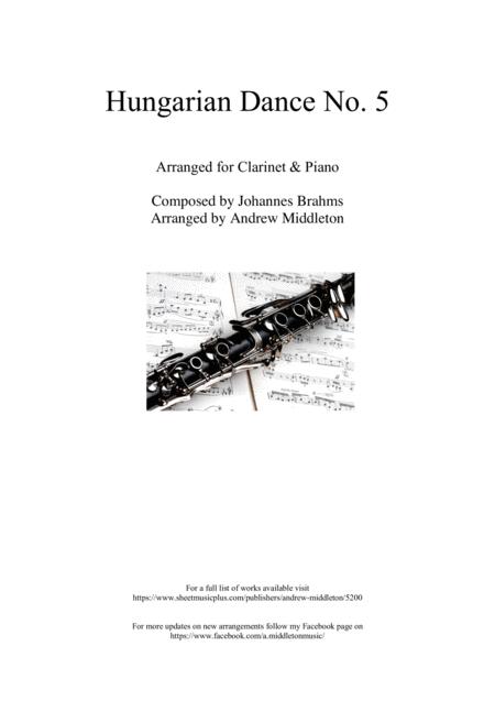 Hungarian Dance No 5 In G Minor Arranged For Clarinet And Piano Sheet Music