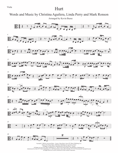 Free Sheet Music Hurt Viola Easy Key Of C