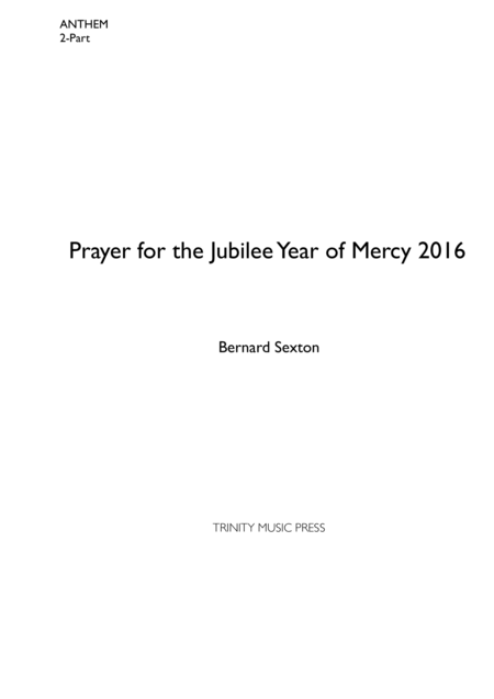 Hymn Prayer For The Jubilee Year Of Mercy 2016 Sheet Music