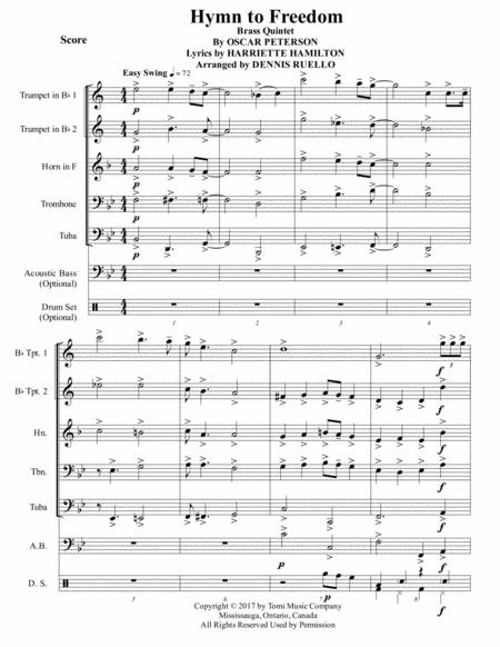 Hymn To Freedom Brass Quintet Adv Intermediate Sheet Music