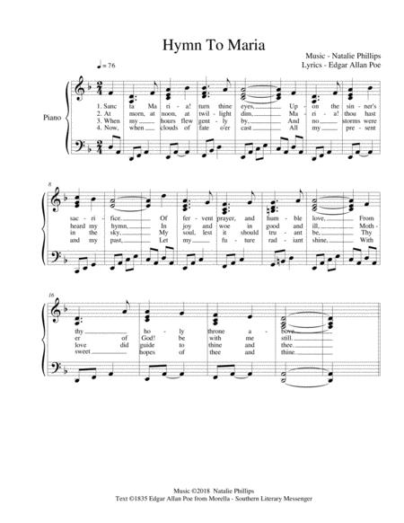 Free Sheet Music Hymn To Maria