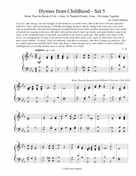 Free Sheet Music Hymns From Childhood Set 5 Piano Solo