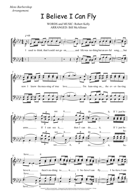 I Believe I Can Fly Mens Bbs Sheet Music