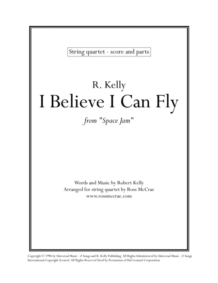 Free Sheet Music I Believe I Can Fly String Quartet