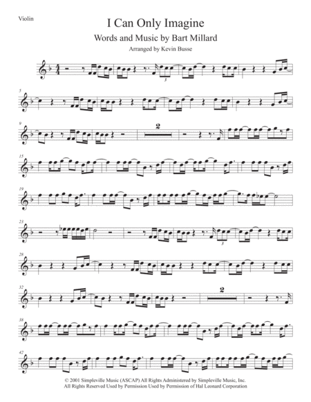 Free Sheet Music I Can Only Imagine Violin