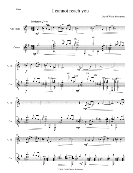 Free Sheet Music I Cannot Reach You For Alto Flute And Guitar