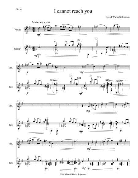 Free Sheet Music I Cannot Reach You For Violin And Guitar