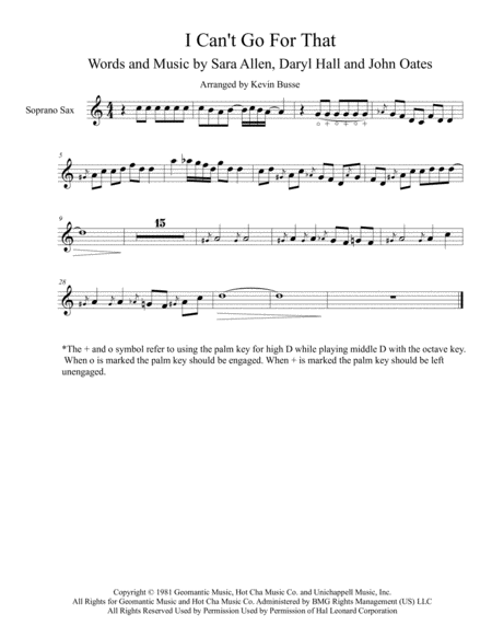Free Sheet Music I Cant Go For That Soprano Sax Solo