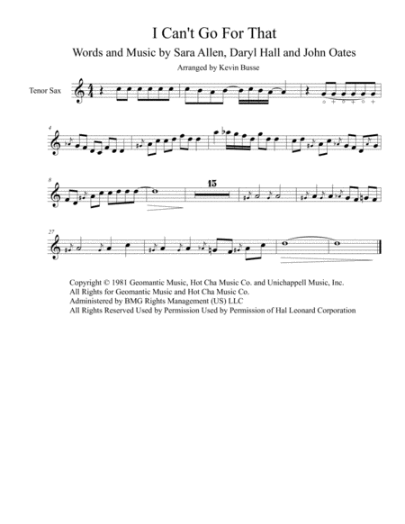 Free Sheet Music I Cant Go For That Tenor Sax Solo