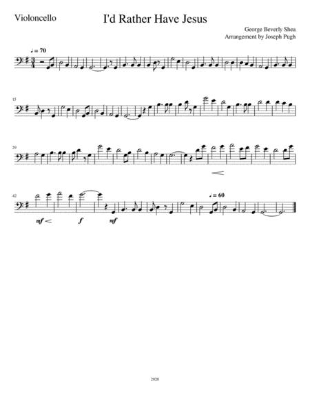 Free Sheet Music I D Rather Have Jesus Cello Solo