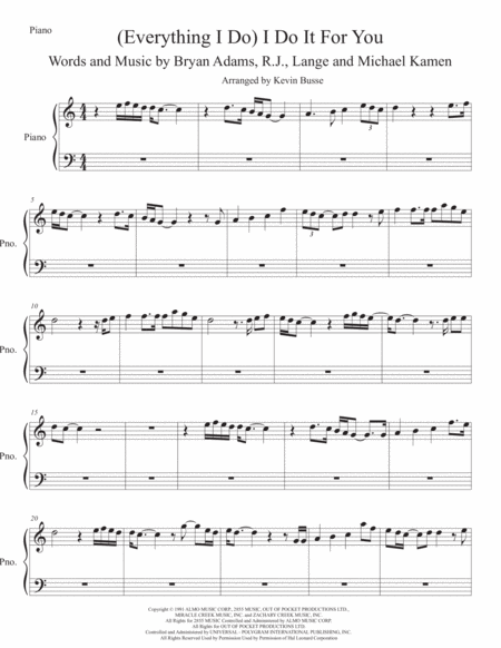 Free Sheet Music I Do It For You Easy Key Of C Piano