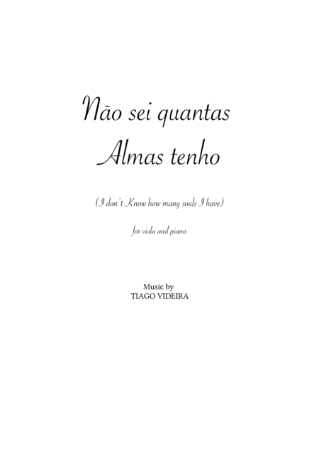 I Dont Know How Many Souls I Have No Sei Quantas Almas Tenho For Viola And Piano Sheet Music