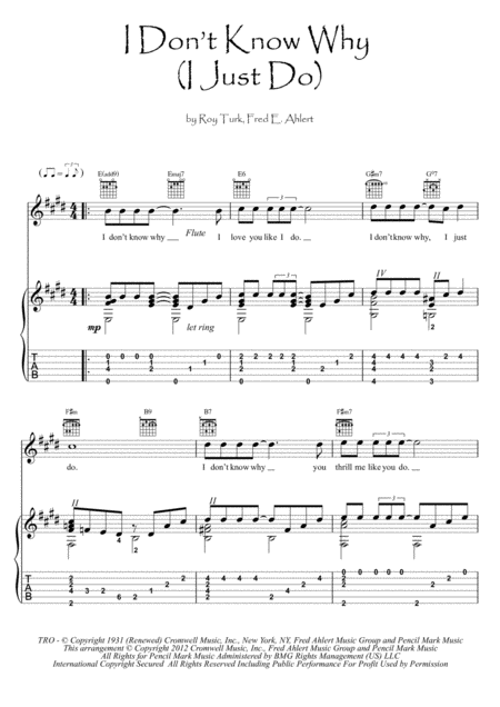 Free Sheet Music I Dont Know Why Guitar Flute Duet