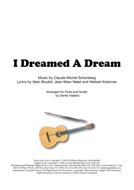 I Dreamed A Dream For Flute Guitar Sheet Music