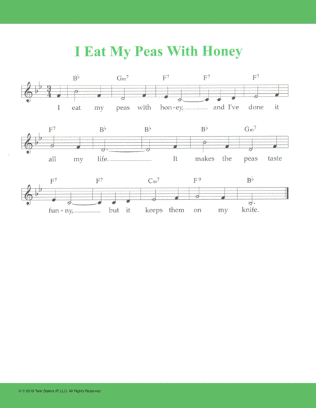 Free Sheet Music I Eat My Peas With Honey