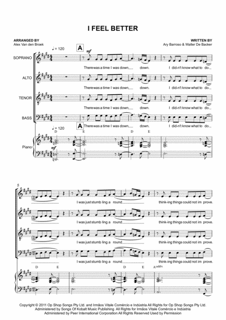 I Feel Better Satb With Piano Accompaniment Sheet Music