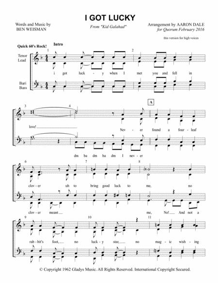 Free Sheet Music I Got Lucky Female Voicing
