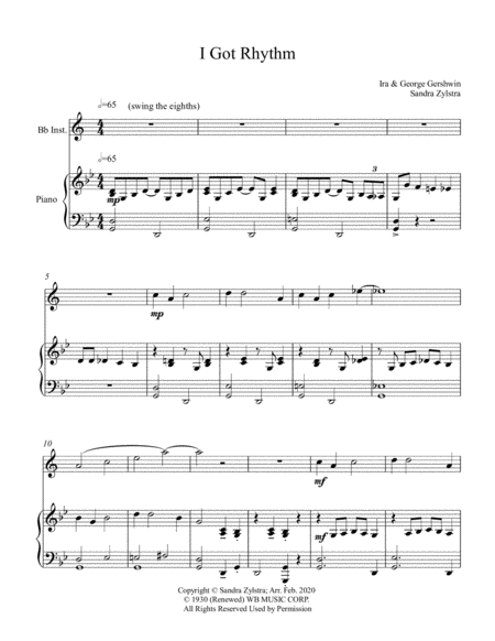 I Got Rhythm Treble Bb Instrument Sheet Music