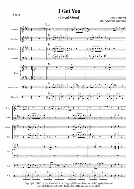 I Got You I Feel Good Score Alto Sax Tenor Sax Trumpet Trombone Piano Bass Drums Sheet Music