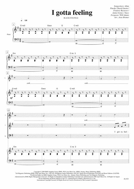 Free Sheet Music I Gotta Feeling Satb Piano