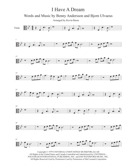 I Have A Dream Original Key Viola Sheet Music