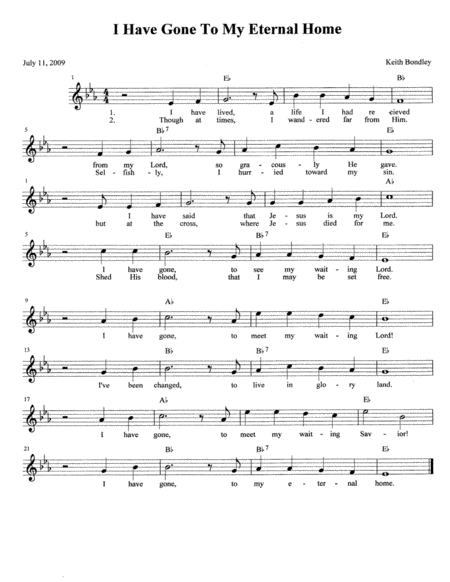 I Have Gone To My Eternal Home Sheet Music