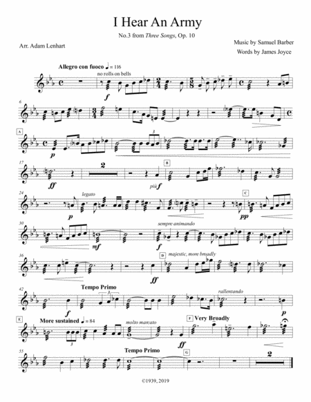 Free Sheet Music I Hear An Army For Mallet Percussion Solo