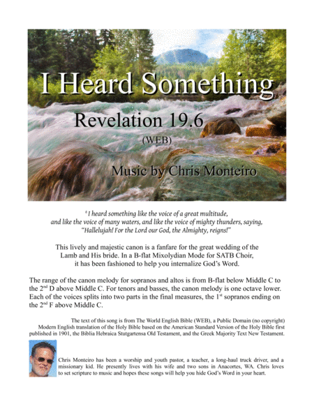 Free Sheet Music I Heard Something Revelation 19 6 Web