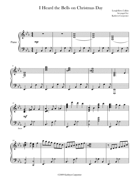 Free Sheet Music I Heard The Bells On Christmas Day Piano Jazz