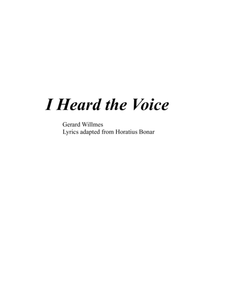 I Heard The Voice Sheet Music