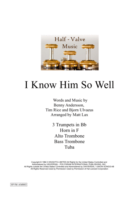 Free Sheet Music I Know Him So Well Brass Septet